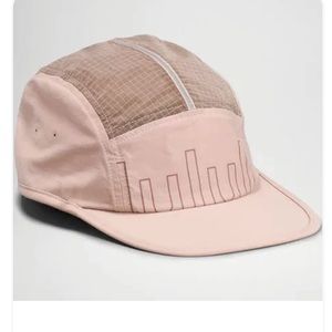 Lululemon pink/brown caps, lightweight and adjustable